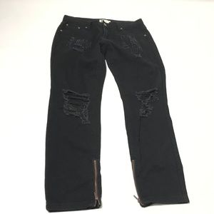 LIRA Women's Distressed Jeans Side Zipper Hem 27